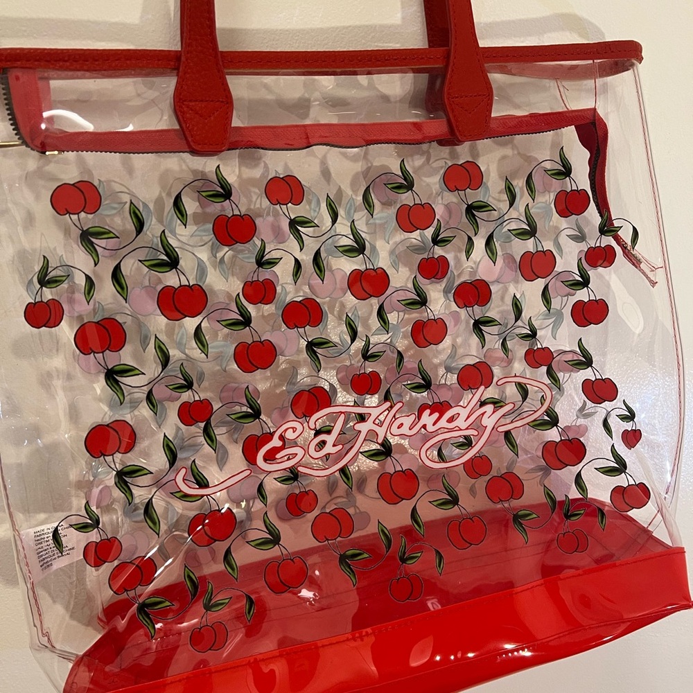 Ed Hardy Cherry Pattern Red Tote